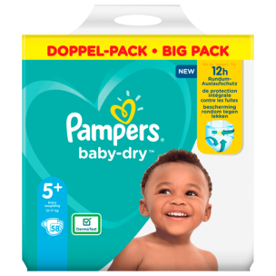 Pampers Baby-Dry Windeln Gr.5+ 12-17kg Big Pack 58 Stück